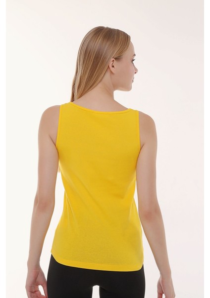 Kadın Geniş Askılı Tişört Sarı modelleri