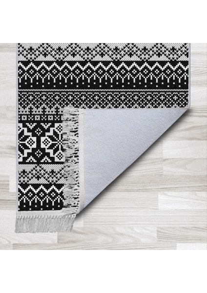 Artızon Halı ART-021 Beyaz Taban Dekoratif Kilim Ince Yıkanabilir Süngerli Dot Taban Salon Halısı