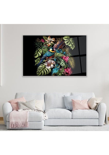 Renkli Kuş Cam Tablo