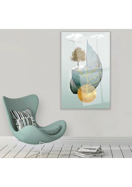 Altın Ağaç Cam Tablo