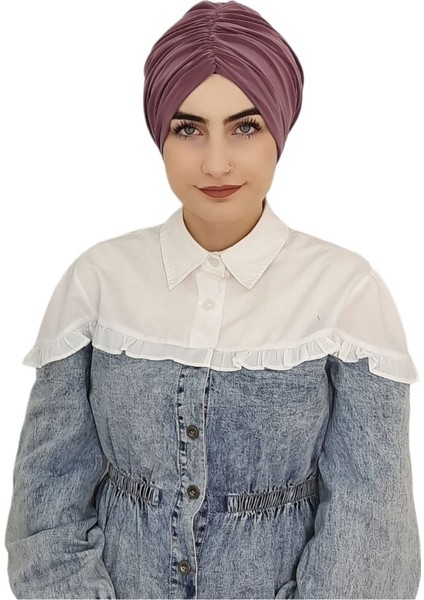 Mayo ve Hasema Üstü Uyumlu Hijab Arkadan Baglamalı Bone Leylak