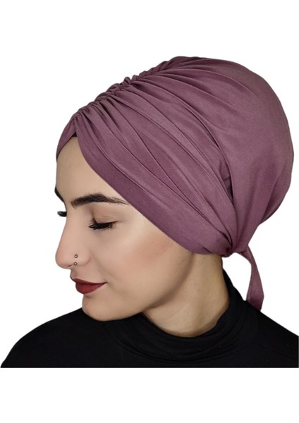 Mayo ve Hasema Üstü Uyumlu Hijab Arkadan Baglamalı Bone Leylak