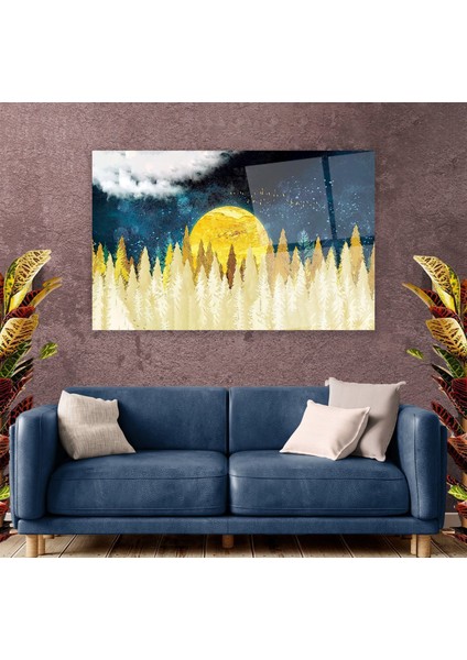 Altın Manzara Cam Tablo