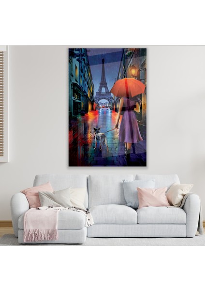 Şemsiyeli Kız Cam Tablo modelleri