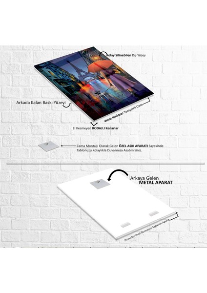 Şemsiyeli Kız Cam Tablo indirimleri