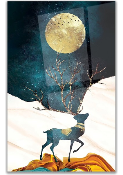 Altın Geyik Cam Tablo modelleri