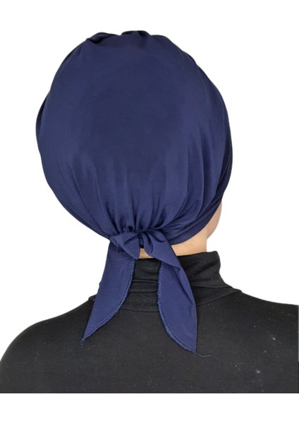 Mayo ve Hasema Üstü Uyumlu Hijab Arkadan Baglamalı Bone Lacivert