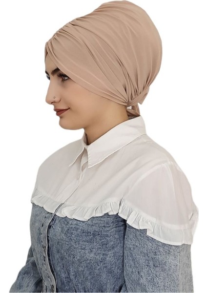 Mayo ve Hasema Üstü Uyumlu Hijab Arkadan Baglamalı Bone Ten Rengi