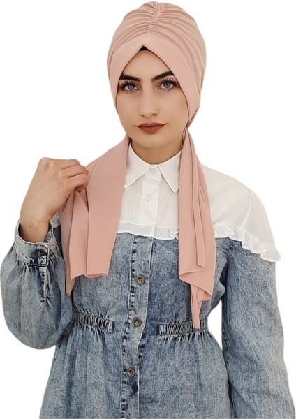 Tasarım Hazır Bone Şal Pudra