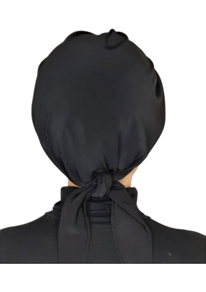 Mayo ve Hasema Üstü Uyumlu Hijab Arkadan Baglamalı Bone Siyah