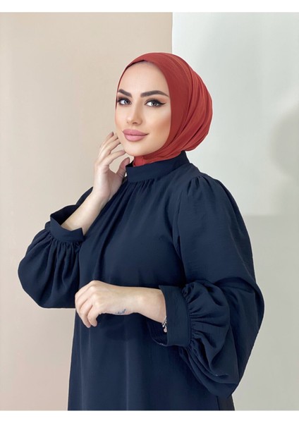Erasra Clas Sçıt Çıtlı Hasema Üstü Uyumlu Hijab Bone Kiremit