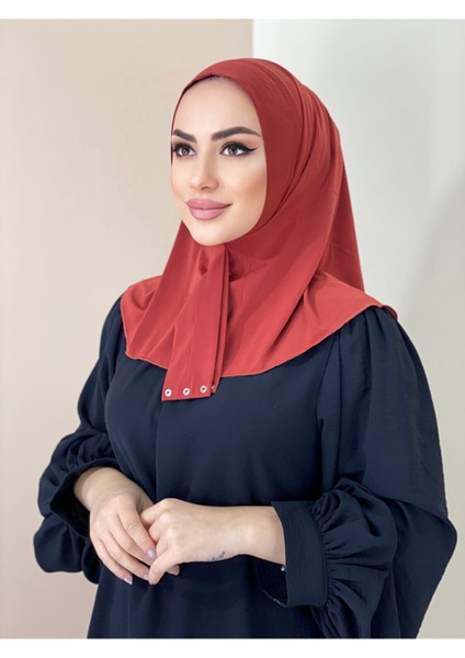 Erasra Clas Sçıt Çıtlı Hasema Üstü Uyumlu Hijab Bone Kiremit
