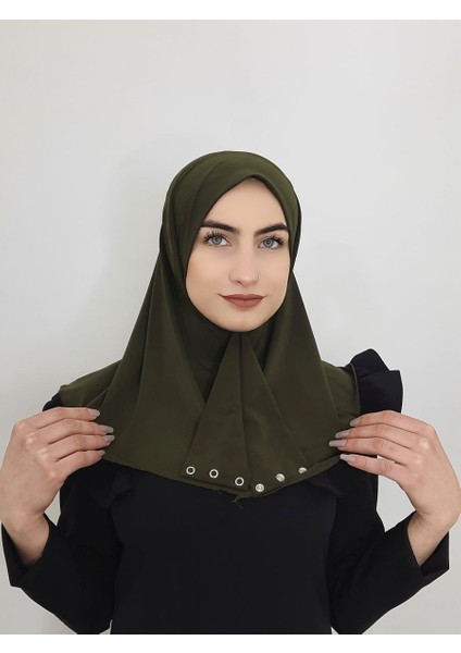 Cıtcıtlı Hazır Eşarp Şal Hijap Haki Renk