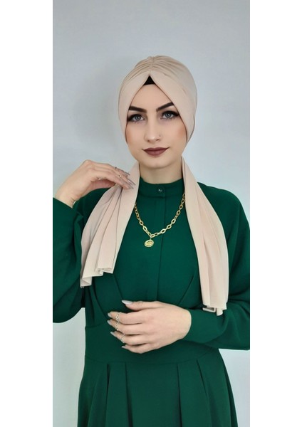 Tasarım Hazır Bone Şal Bej Rengi