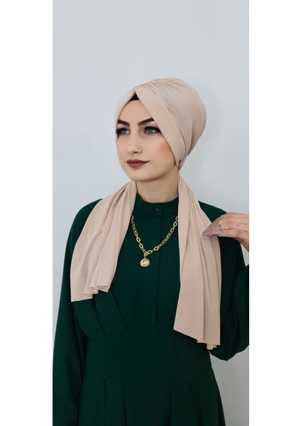 Tasarım Hazır Bone Şal Bej Rengi