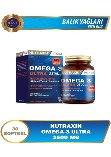 Omega-3 Ultra 2500 mg 30 Softgel Trigliserit Formada Epa & Dha