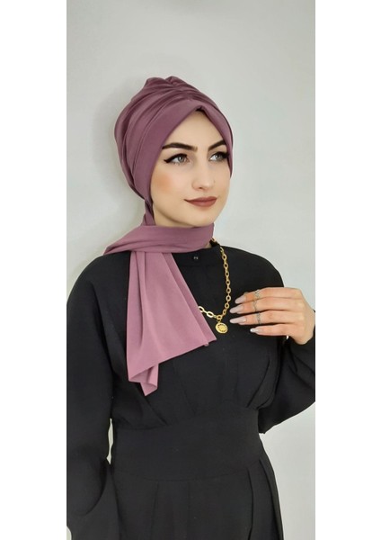 Tasarım Büzgülü Hazır Bone Hijap Lavanta Rengi