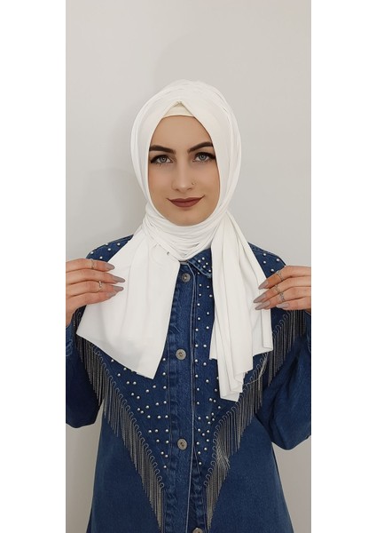 Büzgülü Hazır Şal Ekru Renk