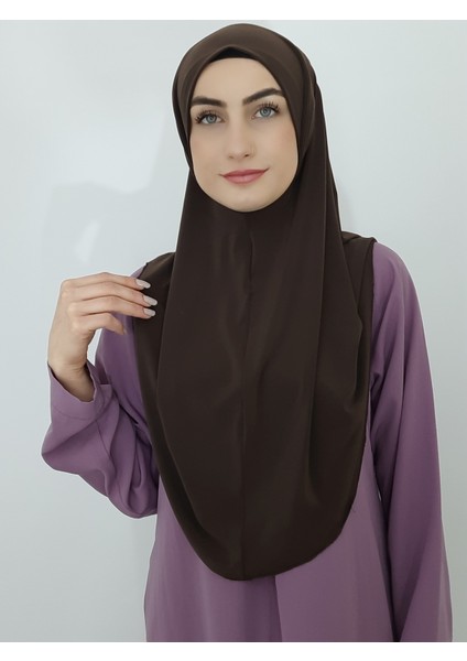 Namaz Örtüsü Khimar, Hazır Büyük Esarp, Malezya Modeli, Hijap ,hac Umre Icin Sandy Kumas Kahve Renk