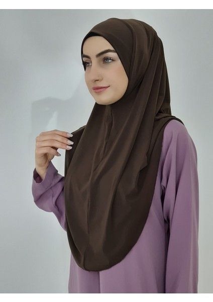 Namaz Örtüsü Khimar, Hazır Büyük Esarp, Malezya Modeli, Hijap ,hac Umre Icin Sandy Kumas Kahve Renk