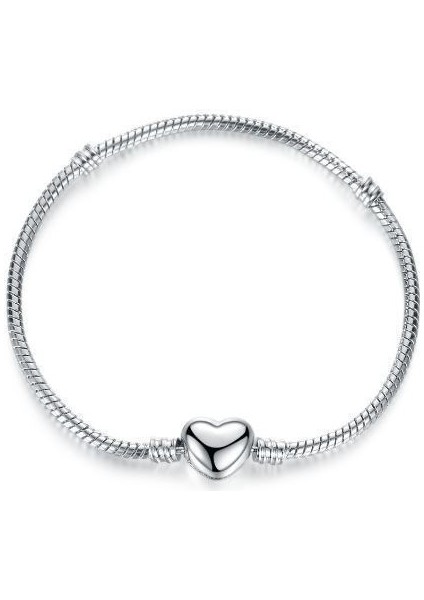 Gümüş Kaplama 19 cm. Charm Kalp Bileklik eh01by-19
