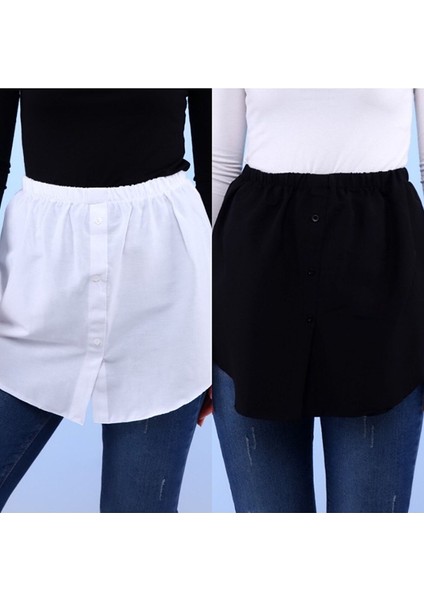 Gömlek Etek Kurtarıcı Içlik Etek 2'li Paket Poplin Siyah-Beyaz Tesettüretek