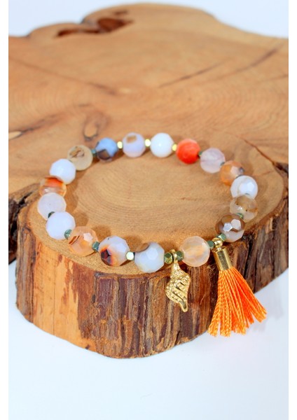 Aa+ Kalite Akik Doğal Taşlı Altın Kaplama Kadın Bileklik - Deniz Kabuğu modelleri