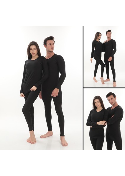 Uzun Kollu Termal Içlik Takım Bay Bayan Unisex Atlet Tayt Şardonlu Pamuklu Kışlık Tayt