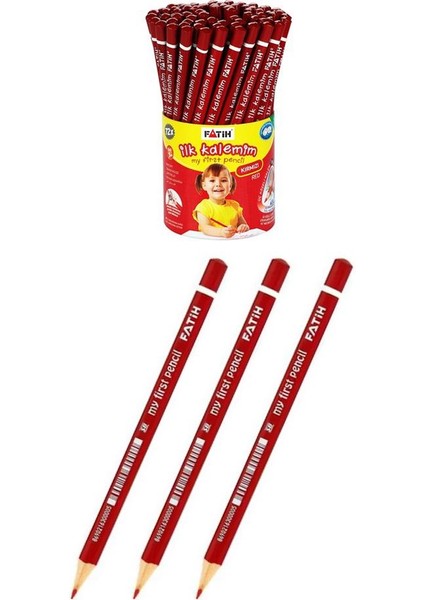 Jumbo Kırmızı Kalem 3 Adet Kırmızı Başlık Kalemi Üçgen Kırmızı Renk Kurşun Kalem Ilk Kalemim