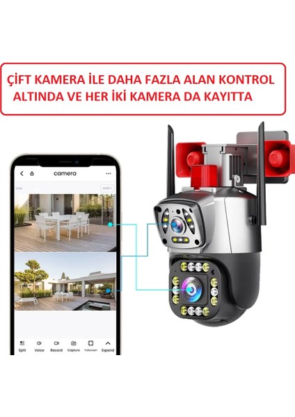 Wificam Plus Çift Kameralı 4mp Fhd Ptz Kamera Türkçe Program IPC360 Home