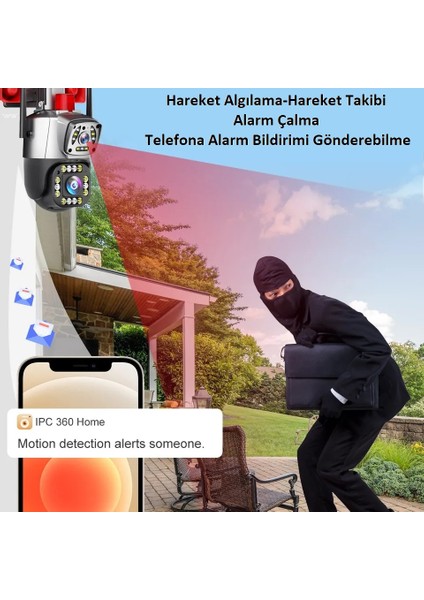 Wificam Plus Çift Kameralı 4mp Fhd Ptz Kamera Türkçe Program IPC360 Home