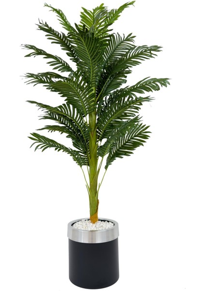 Areka Palmiyesi 150CM Metal Siyah Gümüş Saksıda
