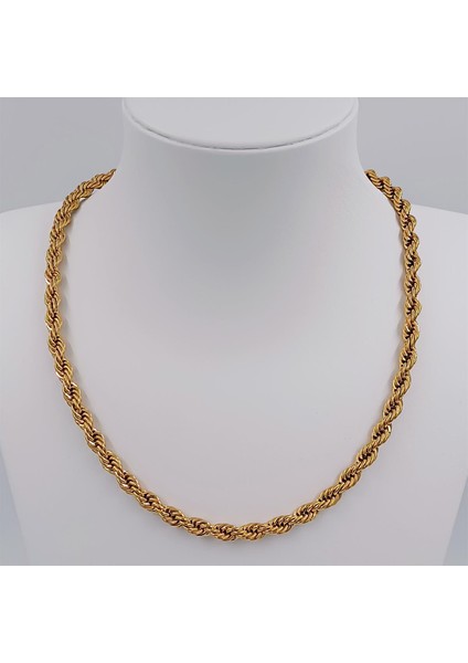 Çelik Gold 6 mm Burgu Kolye 45 cm