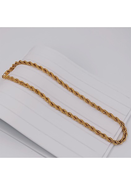 Çelik Gold 6 mm Burgu Kolye 45 cm