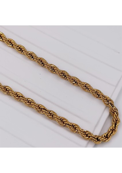 Çelik Gold 6 mm Burgu Kolye 45 cm