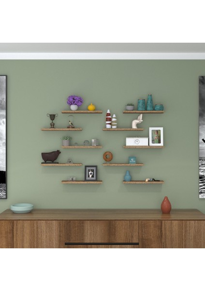 Kenzlife Larose Duvar Rafı Debernuş Onlu 039*07*3 Cvz 10 Adet Duvar Rafı Süslük Eko (M)