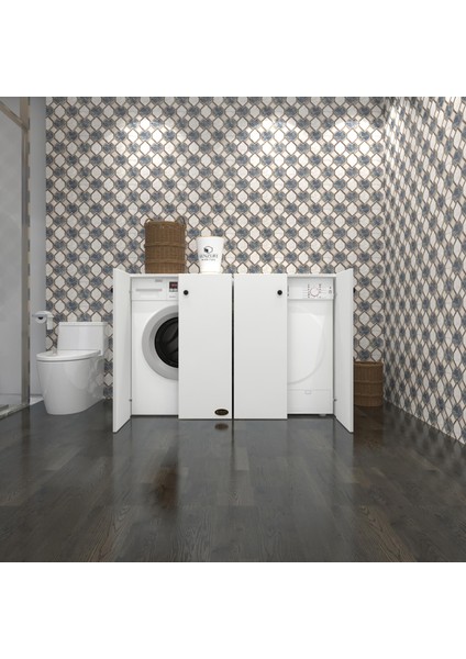 Kenzlife çamaşır&kurutma&bulaşık makinesi dolabı tatyanakare byz 90*140*60 kapaklı arkalıksız