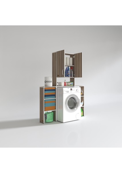 Kenzlife çamaşır makinesi dolabı veronikamaks crd 180*096*20 banyo kapaklı arkalıksız raflı