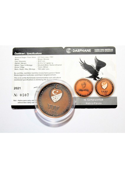 Beşiktaş Şampiyonluk Bronz Hatıra Parası Sertıfıkalı fiyatları