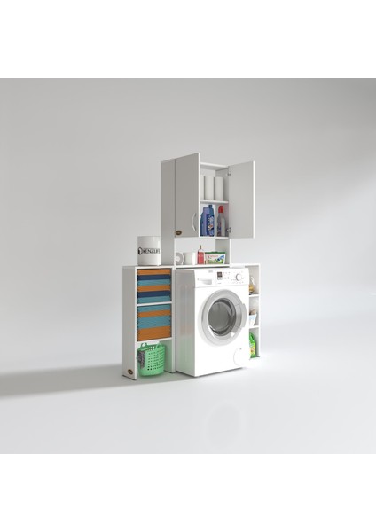 Kenzlife çamaşır makinesi dolabı veronikamaks byz 180*096*20 banyo kapaklı arkalıksız raflı fiyatları