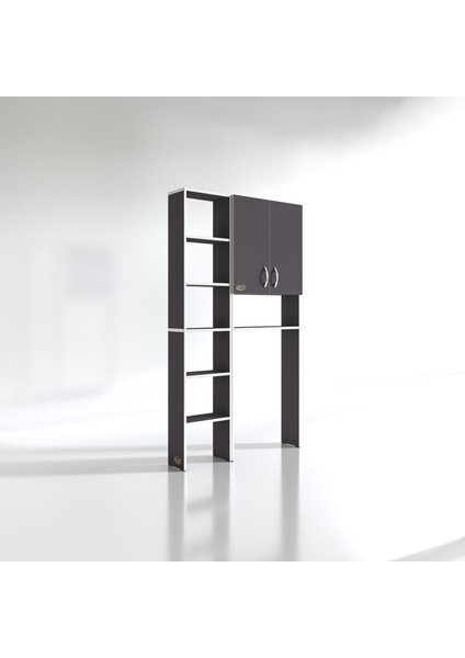 Kenzlife çamaşır makinesi dolabı veronikamaks gri 180*096*20 banyo kapaklı arkalıksız raflı modelleri