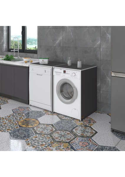 Kenzlife çamaşır&kurutma&bulaşık makinesi dolabı naumkare gri 90*140*60 kapaksız arkalıksız