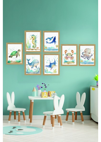 7 Parça Çerçeve Görünümlü Mdf Tablo Seti - 7smkıdsartavessa5