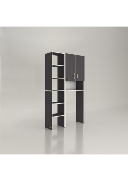 Kenzlife çamaşır makinesi dolabı sinemmaks gri 180*096*30 banyo kapaklı arkalıklı raflı modelleri