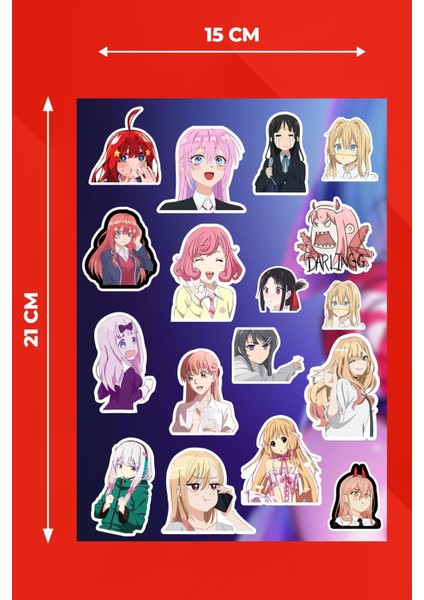 Anime Marketi Anime Kızları Sticker Seti - Ajanda - Laptop - Telefon Sticker Seti (17 Adet)