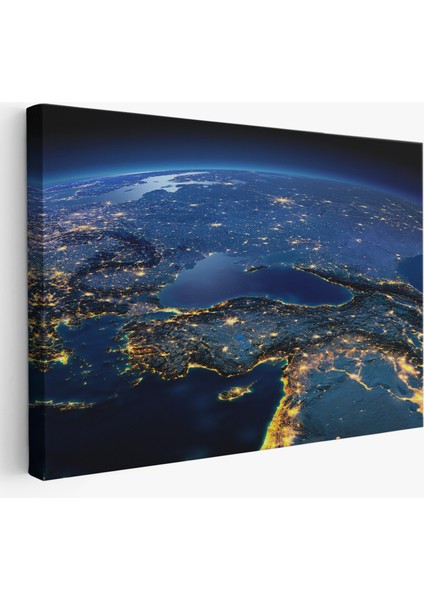 Dekoratif Uydu Görünümlü Kanvas Türkiye Haritası 1033