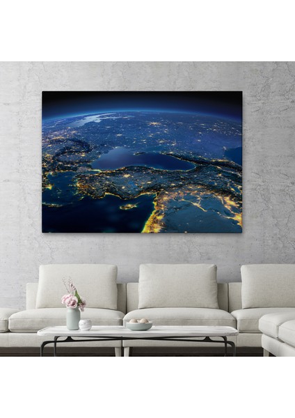 Dekoratif Uydu Görünümlü Kanvas Türkiye Haritası 1033 fiyatları