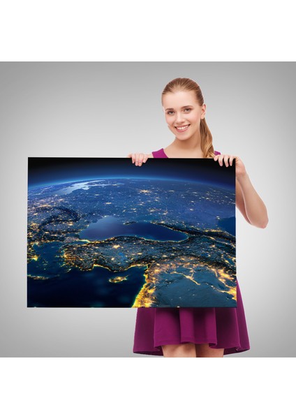 Dekoratif Uydu Görünümlü Kanvas Türkiye Haritası 1033 fırsatları