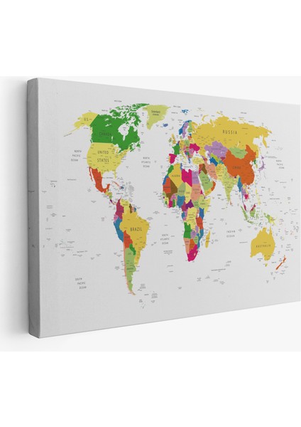 Dünya Haritası Detaylı Dekoratif Kanvas Tablo 1059