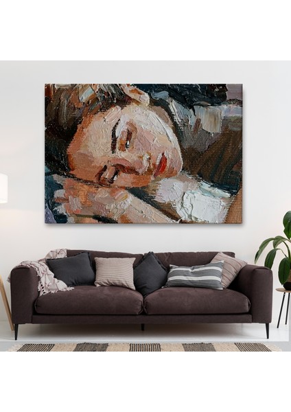 Uyuyan Güzel Kadın Yağlıboya Görünümlü Duvar TABLOSU-3730 fiyatları